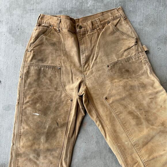 Vintage Y2K Carhartt brown double knee work wear carpenter pants - Picture 8 of 10